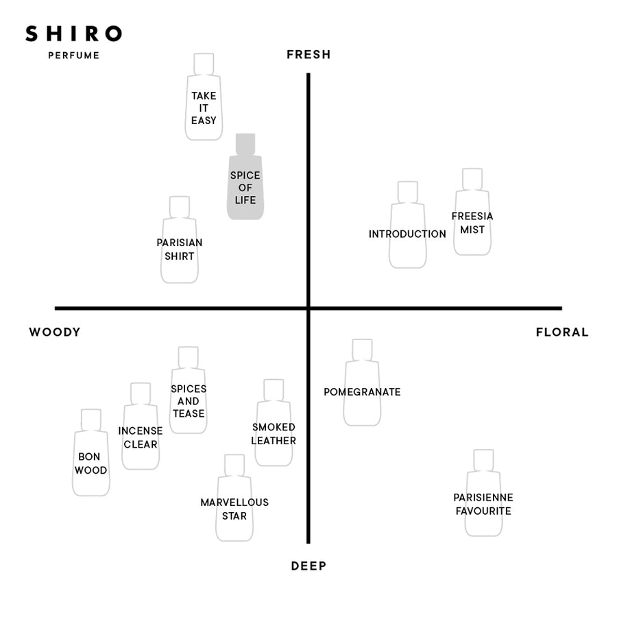 SPICE OF LIFE PERFUME DIFFUSER LIQUID WITH 10 STICKS – SHIRO US